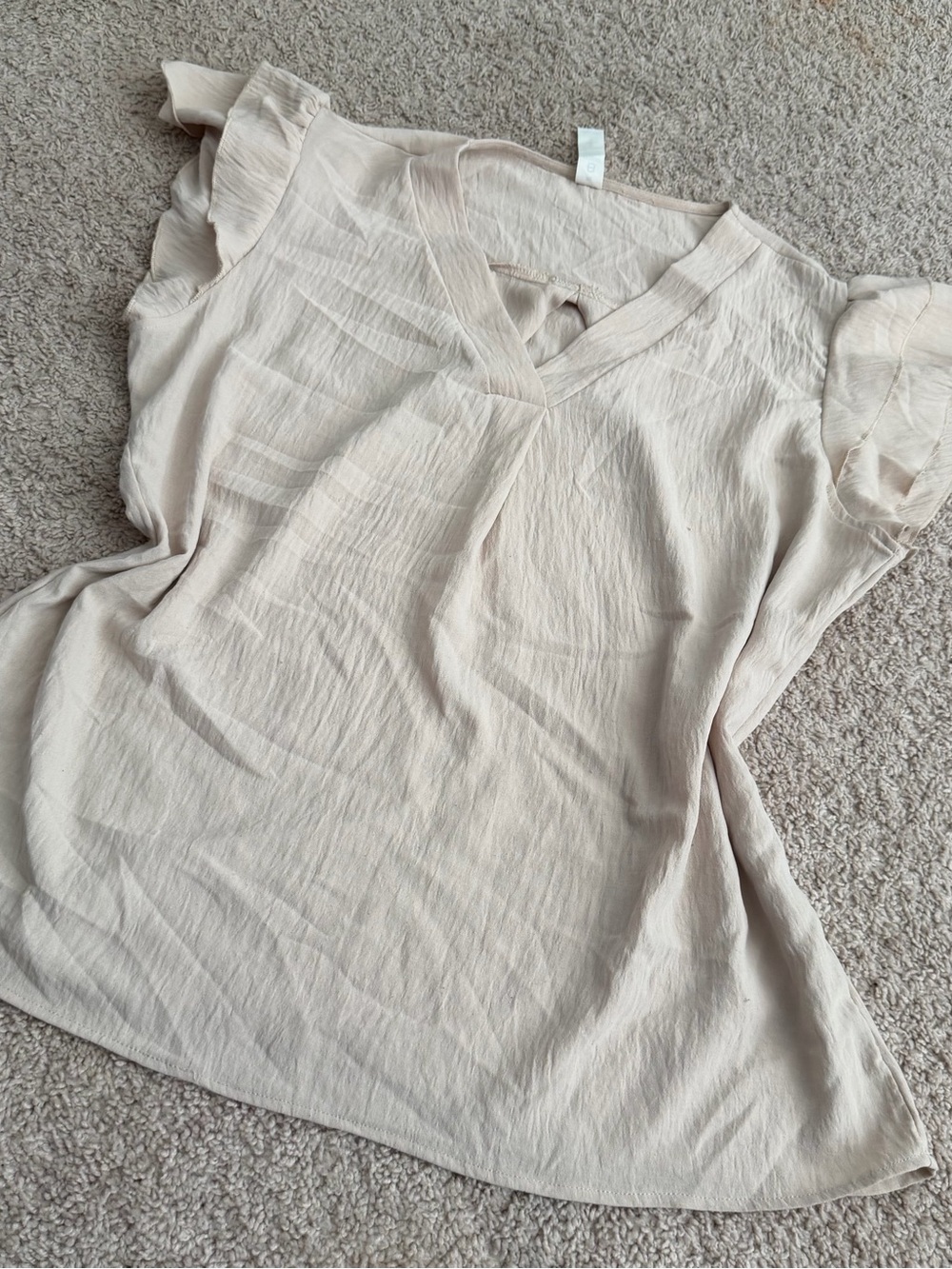 V-Neck Flutter Sleeve Women's Top — Cream